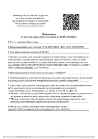 Сертификат - Информация из реестра лицензий